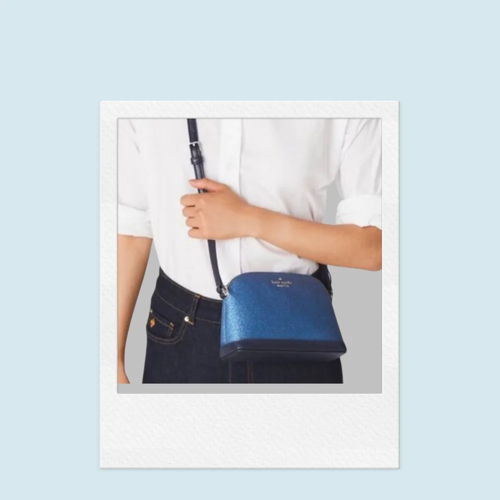 Kate Spade Tinsel Glitter  Small Dome Crossbody Bag Navy Blue Original 249.00 - Picture 5 of 5